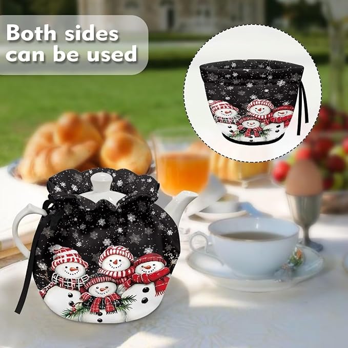 Snowman Family Cozy for Teapot Insulated for Home Decorative Christmas Tea Pot Cozy for Keeping Warm Teapot Cover Breakfast Warmer Kettle Cover for Housewife,Friend,Mom