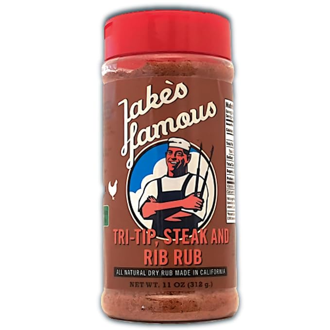 Jake's Righteous Rubs Tri Tip, Steak & Rib Rub 11 Oz All Purpose, Brown Sugar BBQ Seasoning for Beef, Pork, Chicken, Ribs, Prime Rib, Gluten-Free, No MSG (Pack of 1)