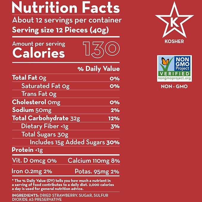 Sunny Fruit Soft-Dried Strawberries, 18 Ounce Bulk Bag | Dried Fruit with Added Sugar | Great Berries for Baking, Snacking, Smoothies, Charcuterie | NON-GMO, GLUTEN-FREE, NUT-FREE, KOSHER