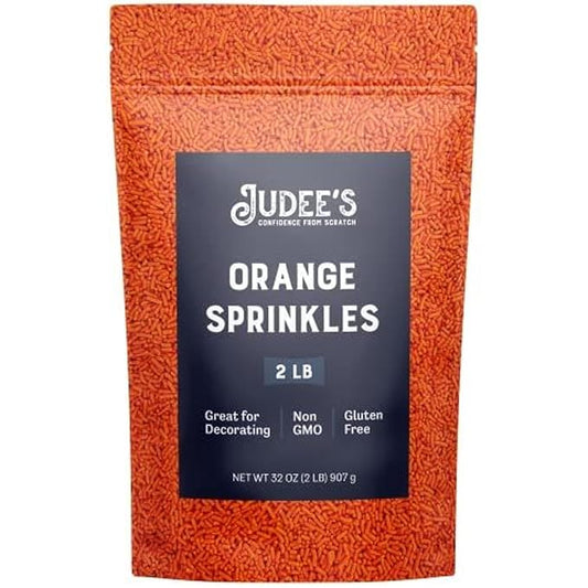 Judee's Orange Sprinkles 2 lb - Gluten-Free and Nut-Free - Brighten Up Your Baked Goods - Great for Cookie and Cake Decoration - Use for Baking and as Dessert and Ice Cream Toppings