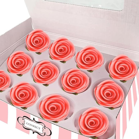 Confect Edible Flower | Edible Flower for cake decorations | Edible Flower Cupcake Toppers | Cupcakes & Doughnut Edible Toppers | Taffy Neon Sugar Flower- Pack of 12