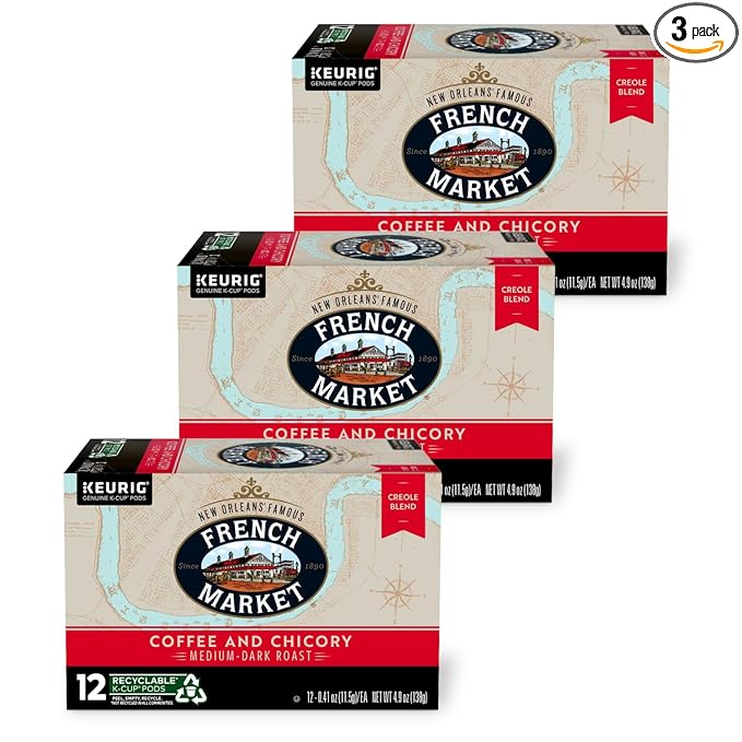 French Market Coffee & Chicory Medium-Dark Roast Single Serve Coffee Pods, 12ct Box (Pack of 3)