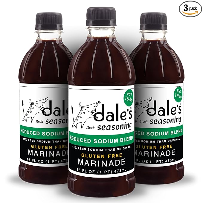 Steak Seasoning By Dale's, Reduced Sodium Blend, No Cholesterol | Delicious on All Meats, Fish | 16 oz Bottle (3 Pack) | No Long Marinating, Savory Blend of Exotic Spices! Gluten Free