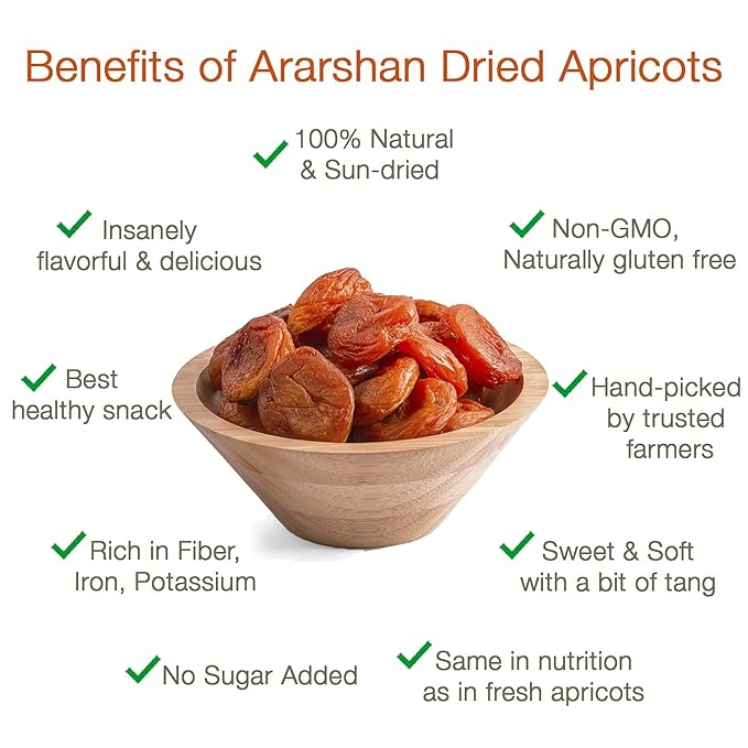 Arashan Apricots – Delicious Dried Apricot Fruit, MOST Delectable Dry Apricot In The World! Grown In The Ferghana Valley In Kyrgyzstan – Apricots Dried | Sundried, Pitted, No Sugar Added (1 LB)