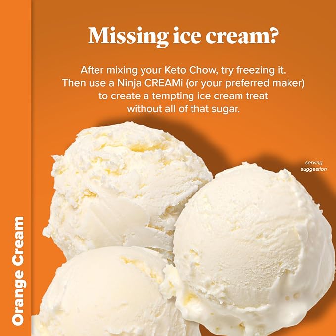 Keto Chow Orange Cream - Keto Meal Replacement Shake Powder - Nutritionally Complete - Low Carb - Delicious Easy Meal Substitute - Protein Rich You Choose The Fat - Single Meal Sample