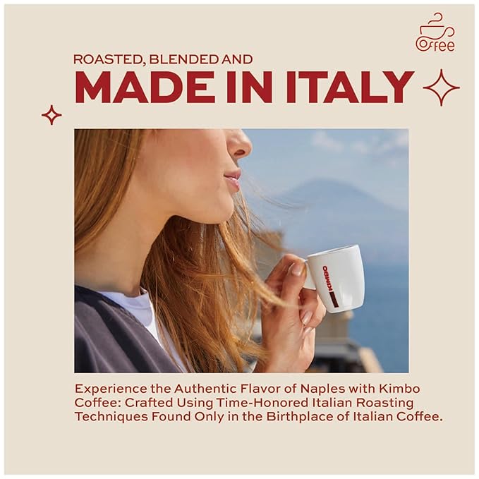 Kimbo Intenso Whole Bean Coffee | Medium Roast with Cocoa Notes | 12/13 Intensity | Balanced & Creamy | Blended & Roasted in Italy | 17.6 oz (500g) bag