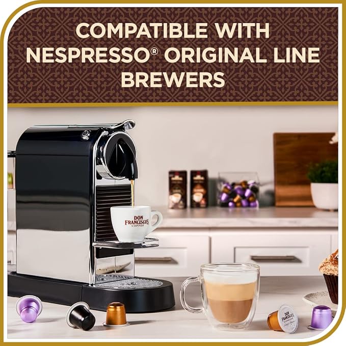 Don Francisco's Organico Espresso Pods: 40 Dark Roast Aluminum Capsules, Intensity 7, Compatible with Nespresso Original Line Machines - Bold Cuban-Style coffee with Caramel Notes
