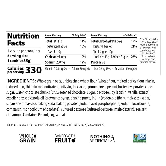Erin Baker's Breakfast Cookies, Peanut Butter Chocolate, Whole Grain, Non-GMO, 3-ounce (Pack of 12)