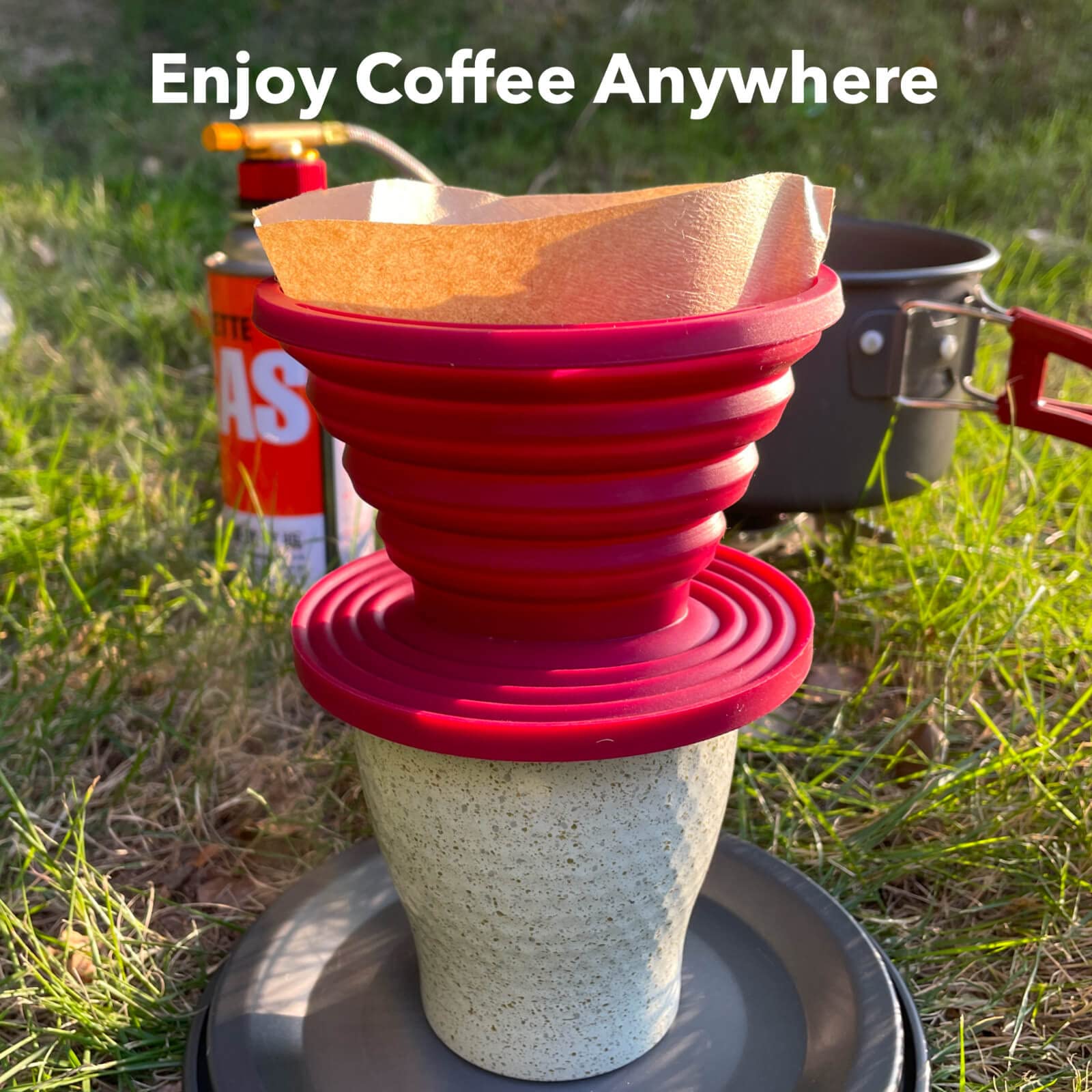 Attsky Collapsible Pour Over Coffee Dripper for Camping, 2-Pack, Red