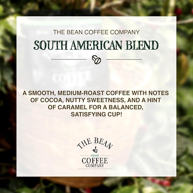 The Bean Organic Coffee Company South America, Medium Roast, Ground Coffee, 16-Ounce Bags (Pack of