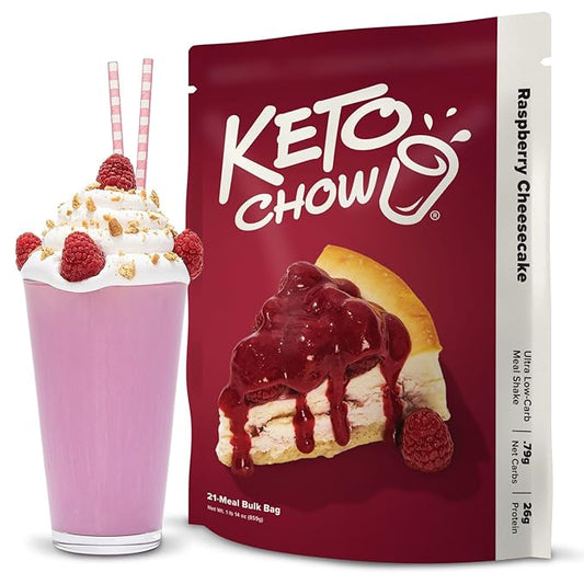 Keto Chow Raspberry Cheesecake | Keto Meal Replacement Shake Powder | Nutritionally Complete | Low Carb | Delicious Easy Meal Substitute | Protein Rich You Choose The Fat | 21 Meal Serving