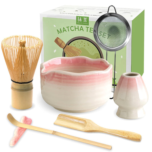 JBER Matcha Whisk Set, 7PCS Matcha Set with Bamboo Whisk and Ceramic Bowl