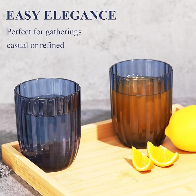 Acrylic Clear Highball Plastic Cups | Plastic Reusable Tumblers 15oz (Set of 6) | Stackable | BPA-free Tumblers | Shatterproof | Top-rack Dishwasher Safe