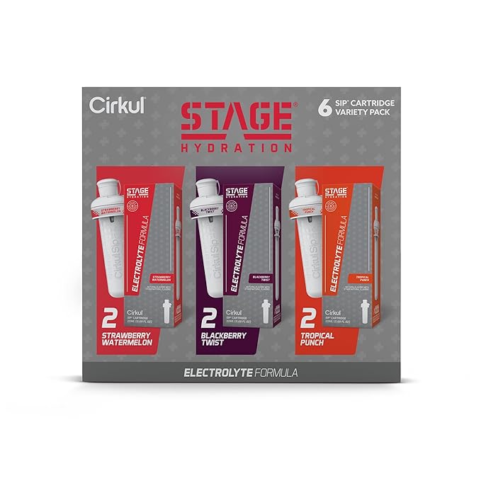 Cirkul Stage Flavor Cartridge Variety Pack with Electrolytes and Stevia, 6-Pack (2 Strawberry Watermelon, 2 Tropical Punch, 2 Blackberry Twist), No Sugar, Zero Calorie Drink Mix