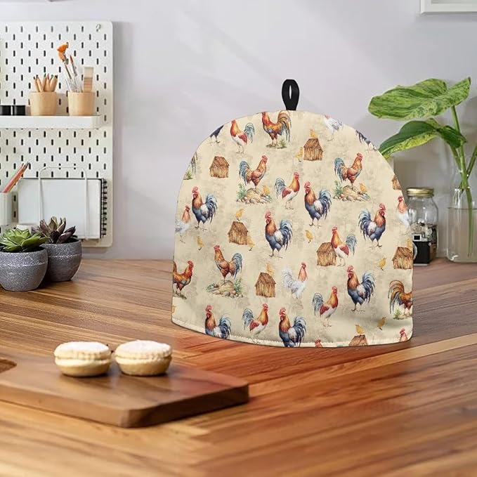 Hudotybom Chicken Tea Cozy for Teapot Insulated Large Teapot Cover to Keep Warm Tea Kettle Cover Machine Washable Coffee Pot Cloth Covers Kitchen Home Decorations for Housewife Mom