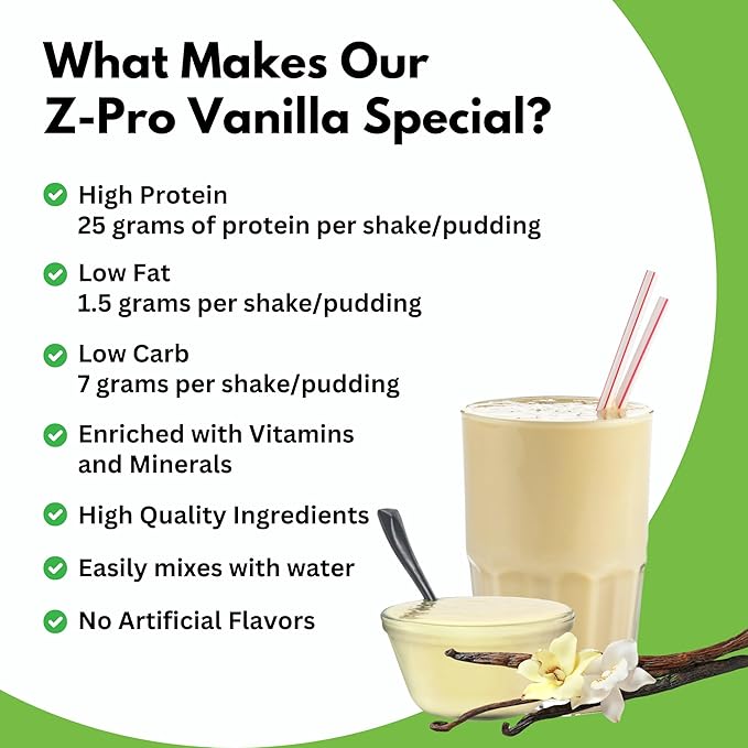 Z-Pro25 Protein Powder, 21.4 oz ??25g Casein & Whey Blend ??Low-Carb, High-Protein Meal Replacement Shake ??Muscle Recovery & Weight Management - 21 Vitamins & Minerals ??Vanilla