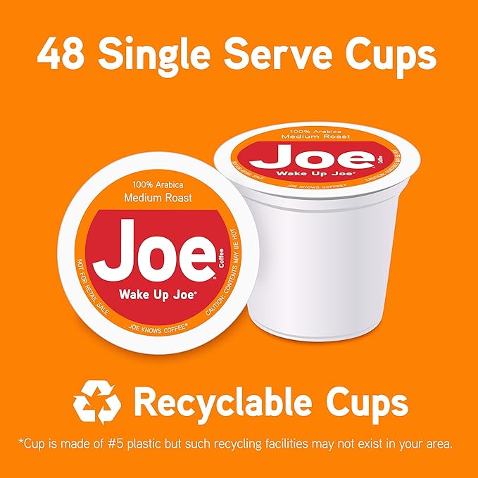 Joe Knows Coffee Single Serve Cups Pods and Capsules, Wake Up Joe, 48 Count