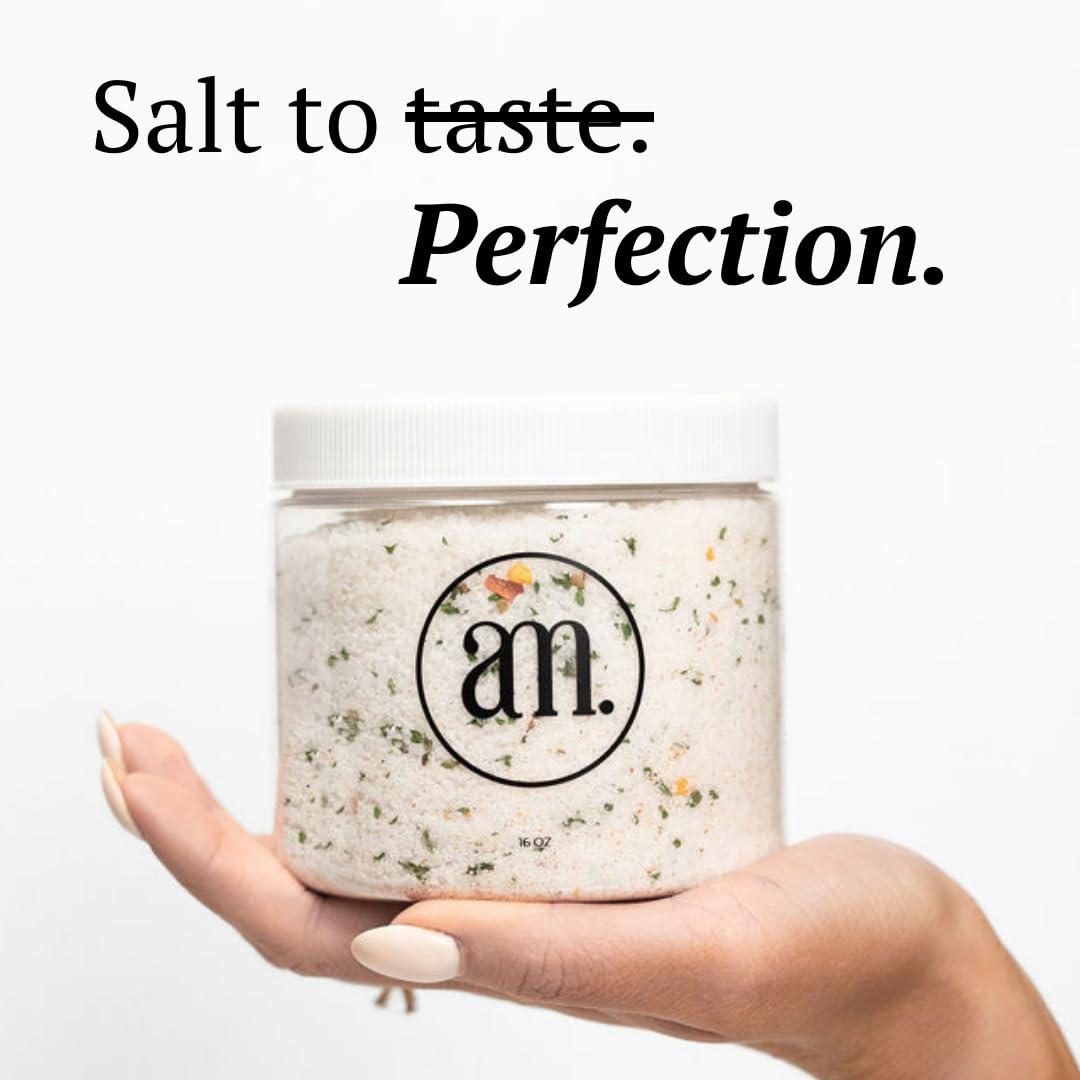 AM Signature Salt – Gourmet Flake Kosher Salt Blend with Herbs & Spices (19.5 oz) | All-Natural, Gluten-Free, No Sugar Seasoning