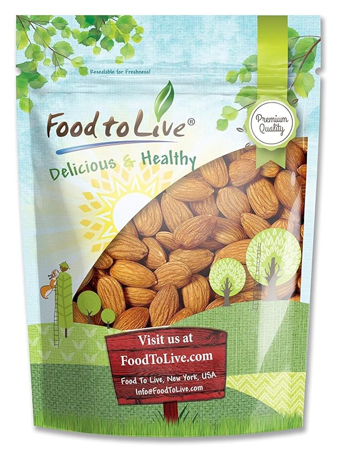 Food to Live California Almonds, 3 Pounds – Supreme, Whole, Raw, Unsalted, Unroasted Nuts, Natural.