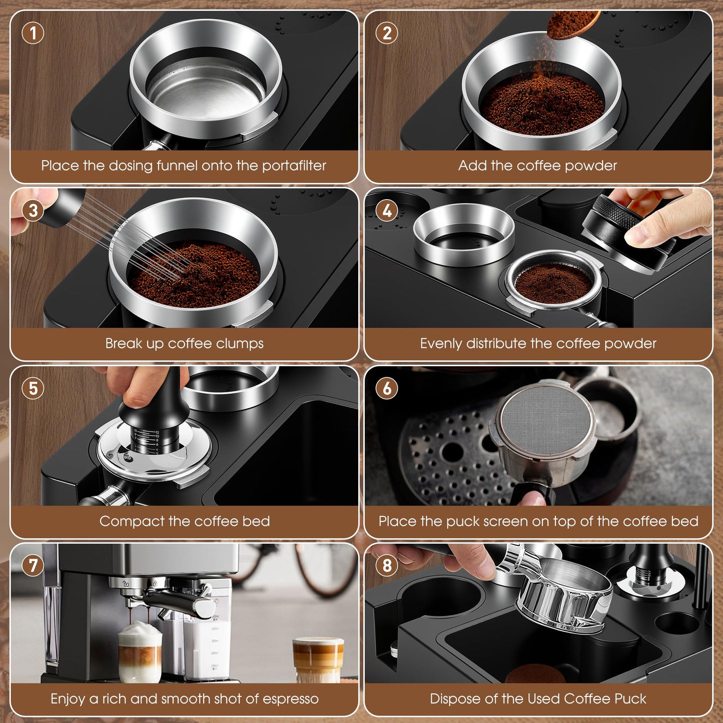 Reoszeank 54mm Espresso Accessories Kit, Tamping Station, Knock Box, Tamper