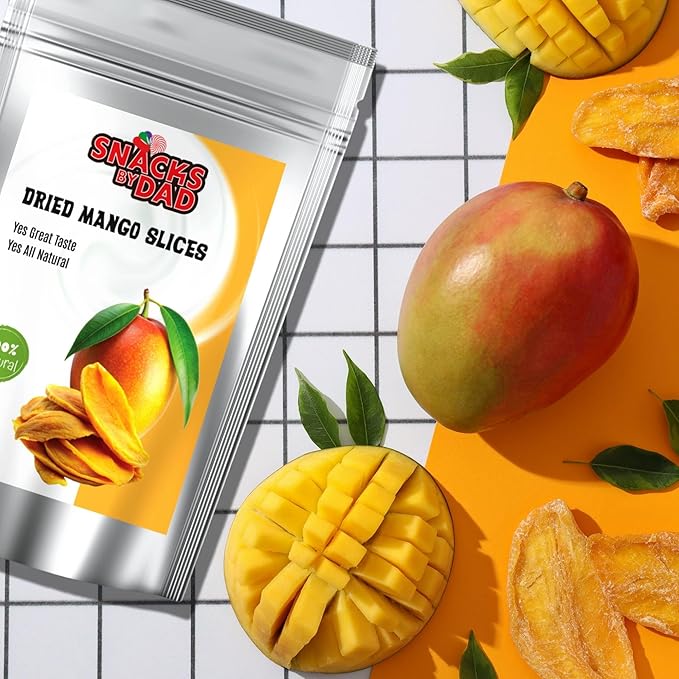 Dried Mangoes Non-GMO Dry Mango | Vegan School Snack Bag | Healthy, Gluten Free Dried Mango | Perfect Office Snack On-the-Go | Mango Dried Slices / 1 lb Resealable Snack Pack