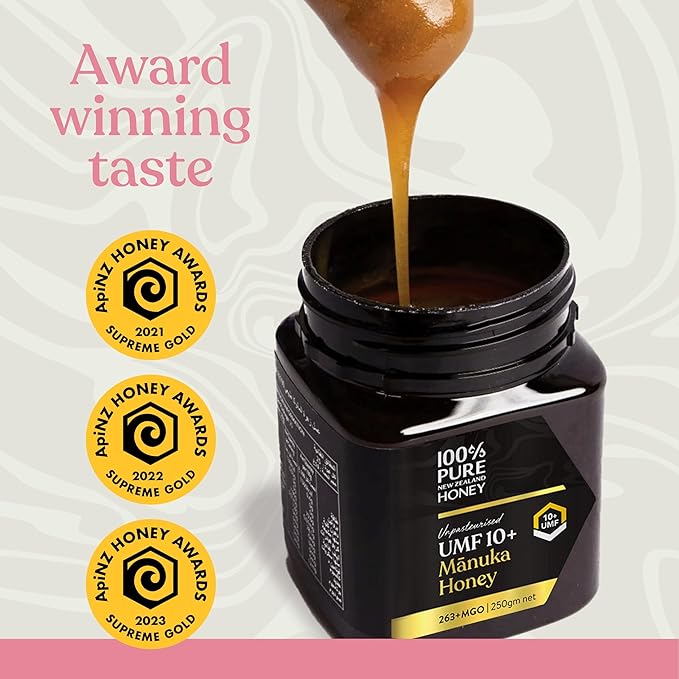 100% Pure New Zealand Honey - Certified UMF 10+ (MGO 261+) Raw Manuka Honey, 8.8 Oz (250g)