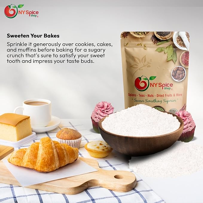 NY Spice Shop White Sanding Sugar - 3 Pound Sweet Colorful Edible Sprinkles For Candy Dish - Chocolate Sprinkles For Cake Decorating Cookies Basket & Dishes