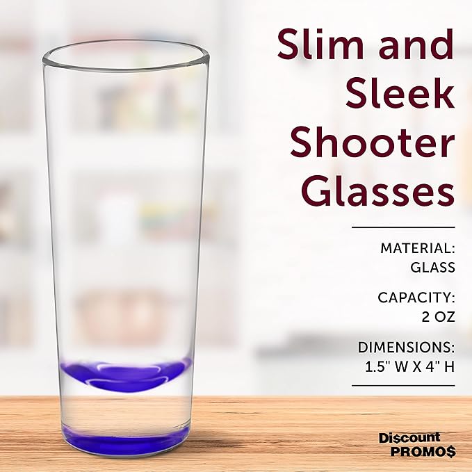 DISCOUNT PROMOS Cordial Shooter Shot Glasses 2 oz. Set of 10, Bulk Pack - Great for Birthdays, Parties, Indoor & Outdoor Events - Purple