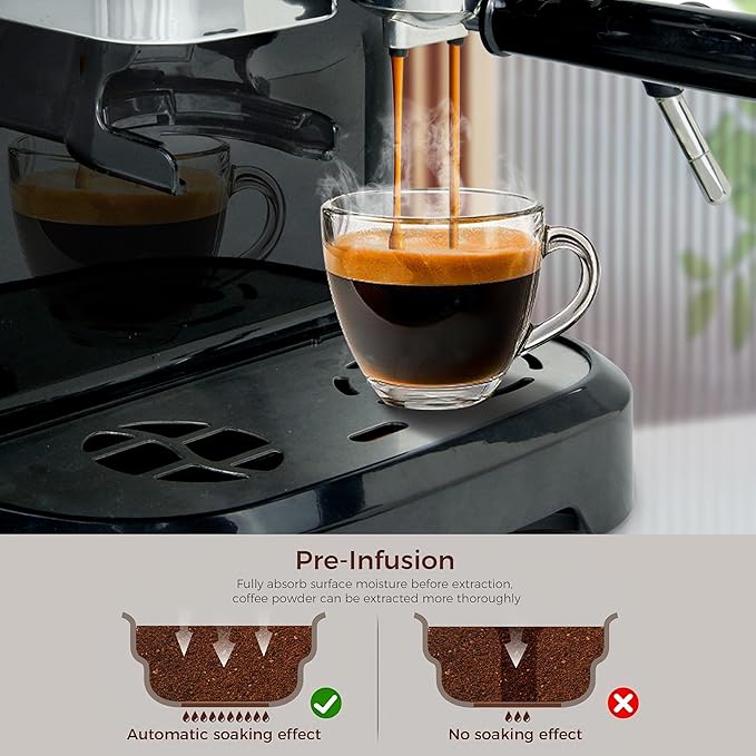 MIROX Espresso Machine 15 Bar, Coffee Maker With Milk Frother Steam Wand, Built-In Bean Grinder, Combo Cappuccino Machine with 70oz Removable Water Tank (ABS high-strength plastic shell)