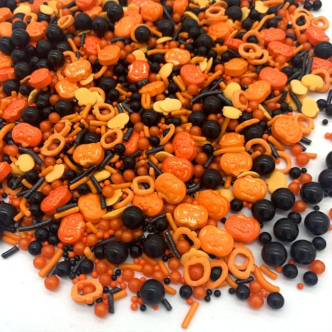 Sprinkles I 3.5 oz I Orange And Black Sprinkles I Pumpkin Sprinkles I Cake Cupcake Toppers Cookie Dessert Sprinkles Decorations