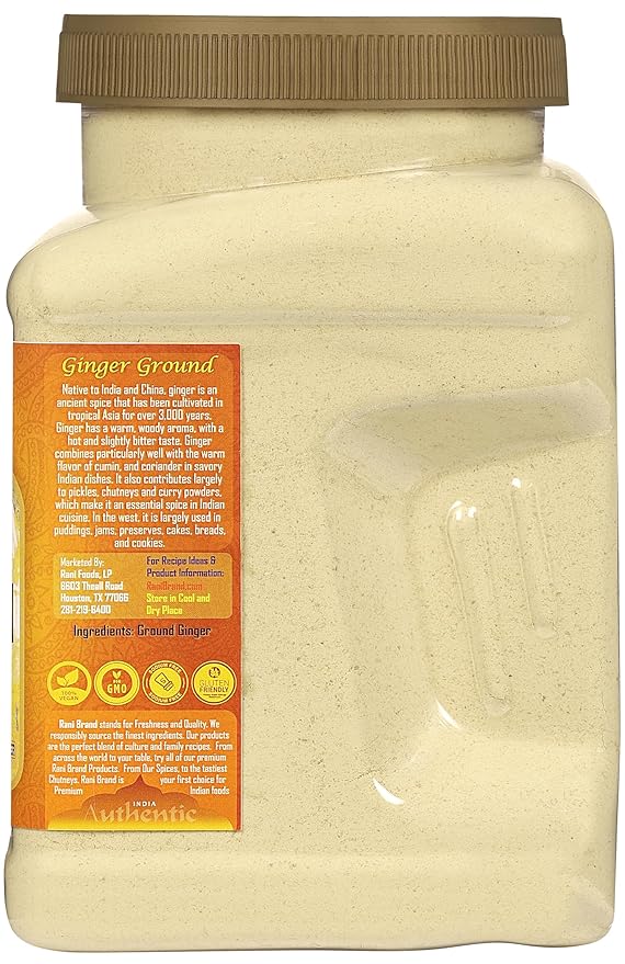 Rani Ginger (Adarak) Powder Ground, Spice 28oz (1.75lbs) 800g PET Jar ~ All Natural | Vegan | Gluten Friendly | NON-GMO | Kosher | Indian Origin