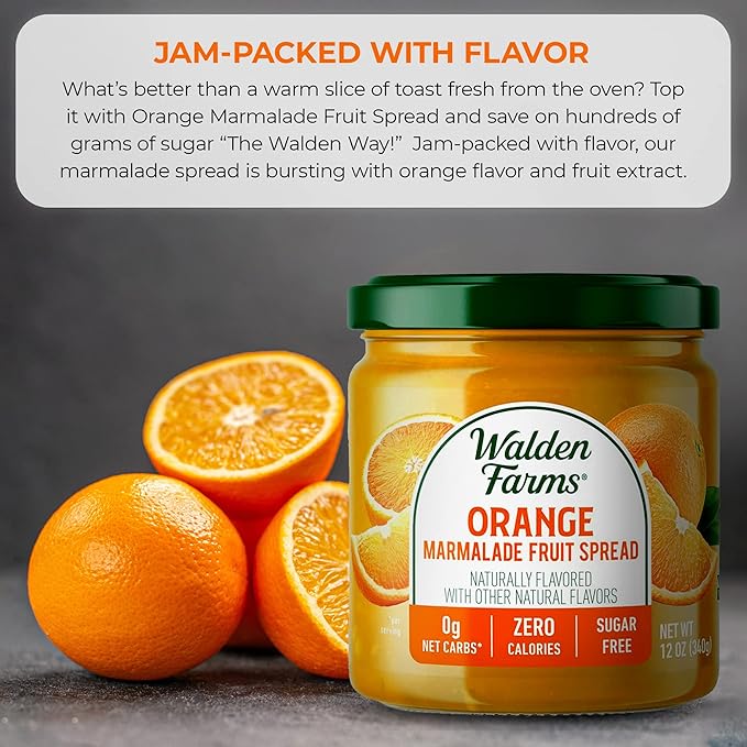 Walden Farms Orange Marmalade Fruit Spread ??Zero Calorie, Low Carb, Keto-Friendly, Vegan, Sugar-Free, Zesty Orange Citrus Flavor ??2-Pack, 12 oz Bottles