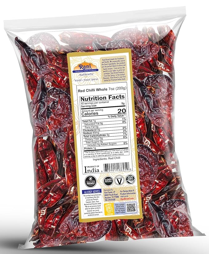 Rani Chilli Whole (Lal Mirch Sabut) 7oz (200g) ~ All Natural | Vegan | No Colors | Gluten Friendly | NON-GMO | Kosher