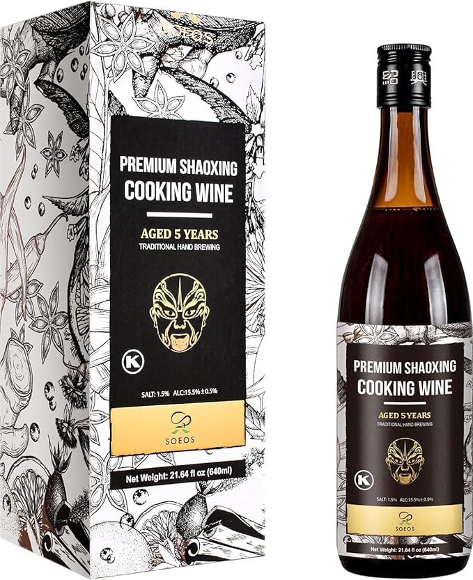 Soeos Shaoxing Wine,Shaoxing Rice Wine,Chinese Cooking wine,Rice Cooking wine,Shaoxing Wine Chinese Cooking wine,Shaohsing Wine,Shao Hsing Rice Wine,21.64 fl oz,2 Packs,Premium 5 YrsAged Cooking Wine