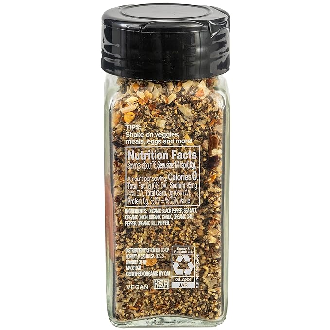 Simply Organic Pepper & More Everyday Spice Blend, 2.2 Ounce Jar, Great on Veggies, Chicken Fish and More, Vegan