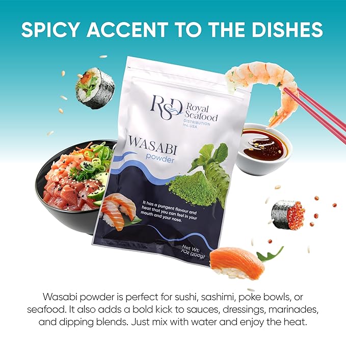 RSF ??Premium Wasabi Powder 200g (7 oz) ??Real Japanese Horseradish Root Powder for Sushi, Sashimi & Dipping - Hot Wasabi Powder Organic, Gluten-Free Japanese Seasoning