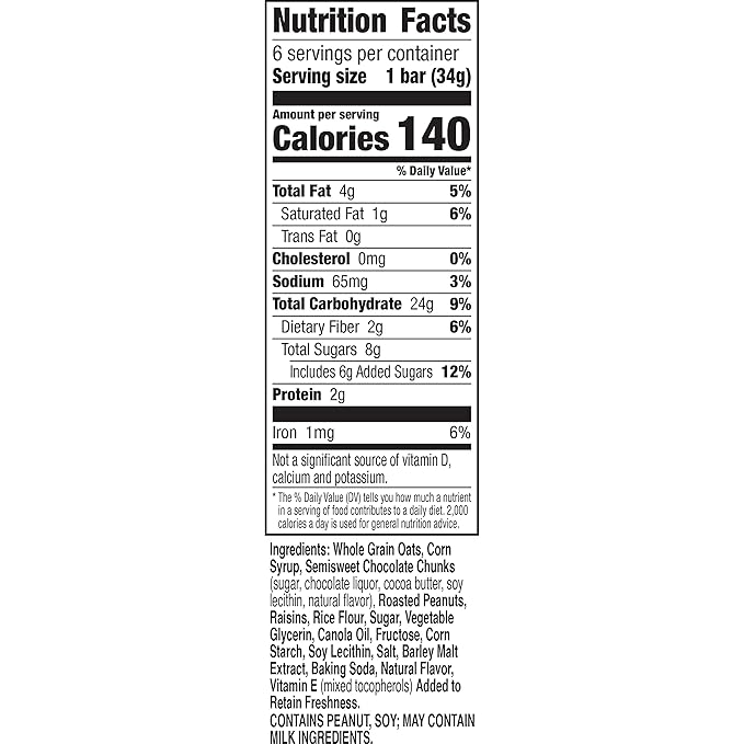 Nature Valley Chewy Fruit and Nut Granola Bars, Dark Chocolate Nut, 6 Bars, 7.4 OZ