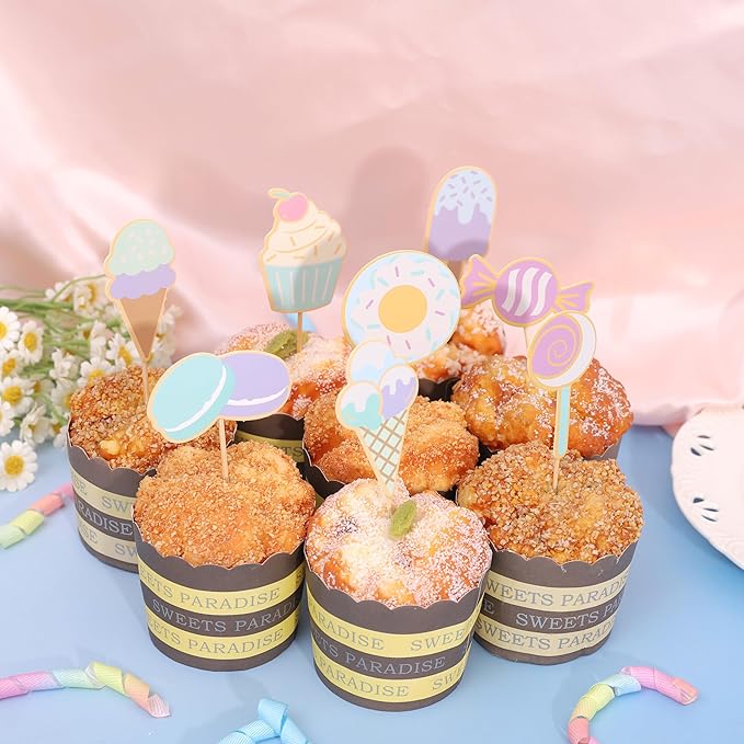 Sweet Dessert Cupcake Toppers - Sweet One Cake Toppers, Donut Ice Cream Candy Birthday Party Decorations, Sweet Dessert Cake Decorations, Sweet One Cake Smash Photo Props竊?Pcs竊?,<div>