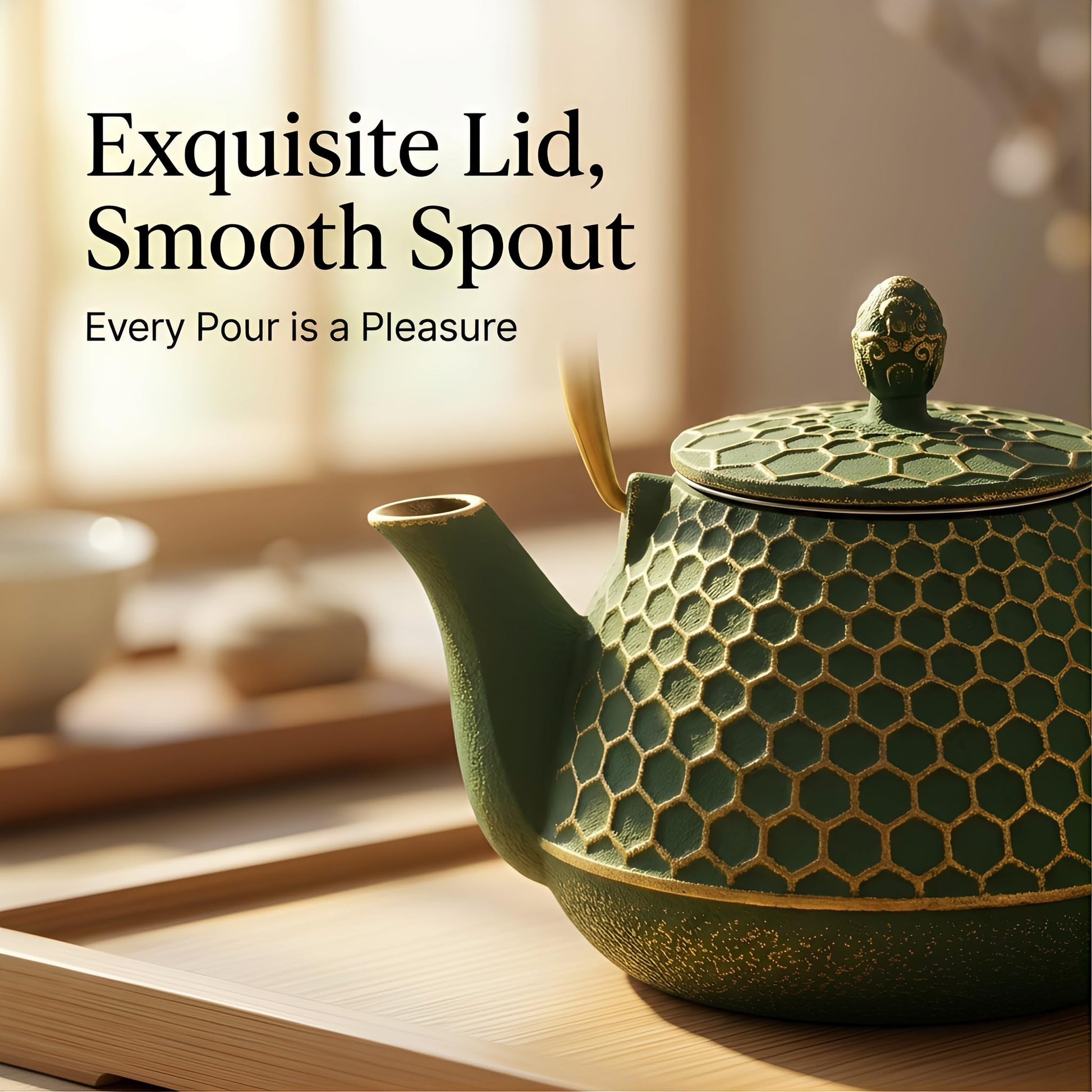 Cast Iron Tea Kettle, Japanese Tetsubin Teapot Coated with Enameled Interior, Durable Cast Iron