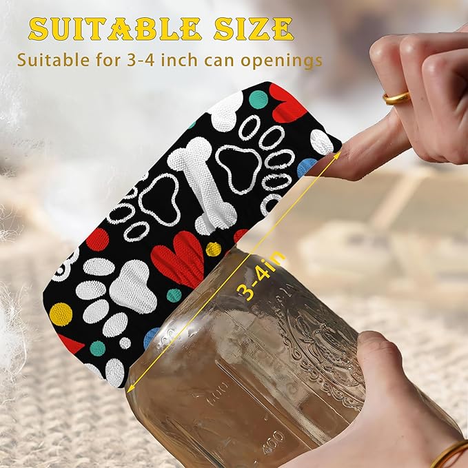 Sourdough Starter Jar Cloth Covers, Dog Paw Heart Gifts for Women Baker 5 Pack Kit Stretchy Cloth Bowl Lids Fits Jar Mouth Ranging 3"- 4" Inches