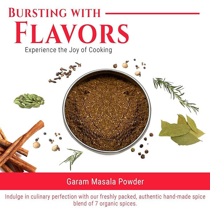 Garam Masala Powder Indian Food Seasoning, Organic 7 Spice Blend, All Natural, Gluten free, Salt free, Vegan, by Flavor Temptations ??1 Tin, 3.5 oz (100 g)