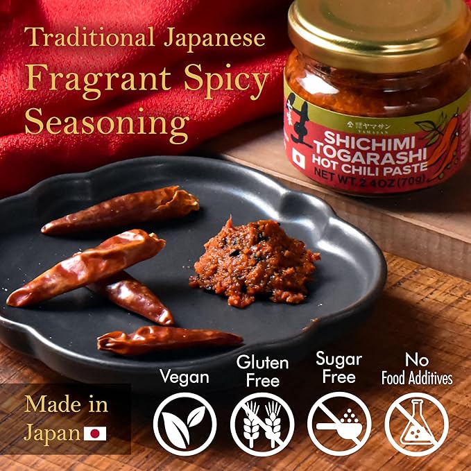 YAMASAN KYOTO UJI Japanese Shichimi Togarashi Hot Chili Paste, Aromatic Spicy and Umami Seasoning, Togarashi Seasoning, No Additives, Vegan, Delicious Condiments for Various Foods, Made in Japan 70g(2.4oz)