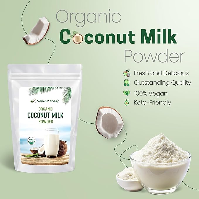 Z Natural Foods Organic Coconut Milk Powder - All-Natural Vegan Dairy-Free Alternative with MCTs - Unsweetened Coconut Creamer for Coffee & Smoothies - Gluten-Free, Non-GMO, 33 lbs