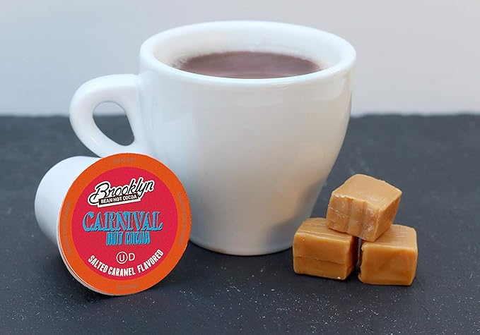 Brooklyn Beans Carnival Chocolate Salted Caramel Hot Cocoa Pods, Compatible with K Cup Brewers Including 2.0, 40 Count