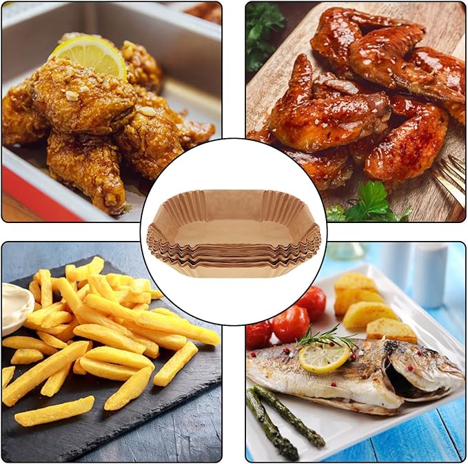 Air Fryer Liners 200pc, Disposable Air Fryer Paper Liners High Temperature Resistant, Square Air Fryer Parchment Paper Liners 5-8QT, Airfryer Liners Non-Stick and Oil Proof Baking Paper for Microwave