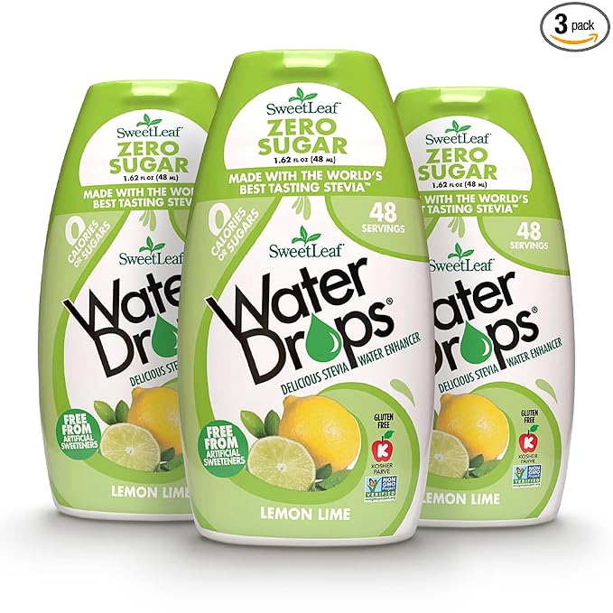 SweetLeaf Water Drops, Lemon Lime ??Water Enhancer, Sugar Free Stevia Water Flavoring Drops, 1.62 Oz Ea (Pack of 3)