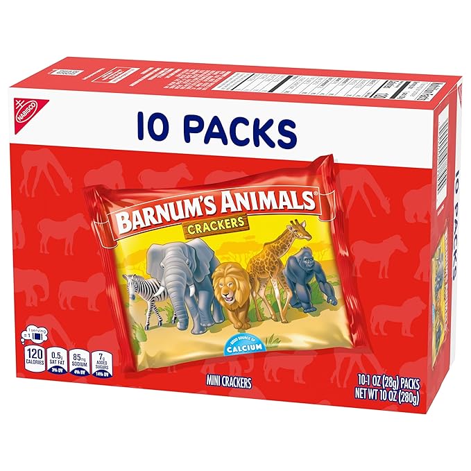 BARNUM'S Original Animal Crackers, Kids Snacks, 10 Snack Packs (Pack of 2)