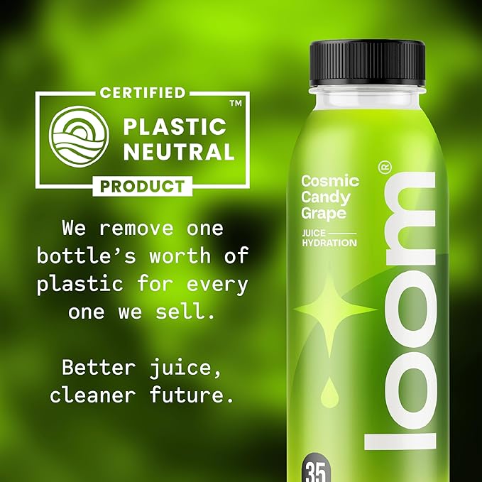 Cosmic Candy Grape Juice Drinks by Loom, Low Sugar Juice, Real Fruit, No Added Sugar, 35 Calories, Non-GMO, Vegan, Gluten Free, 12 oz bottles, 12 pack