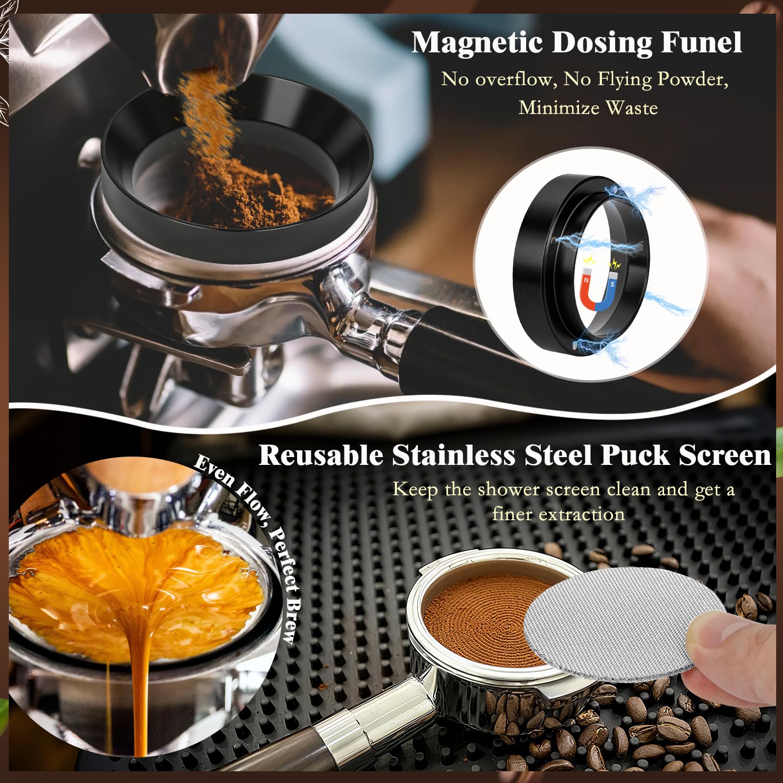 YUNGOO 8 PCS Espresso Accessories Kit, 51mm Espresso Tamper Kit Coffee Tamper Set with Coffee