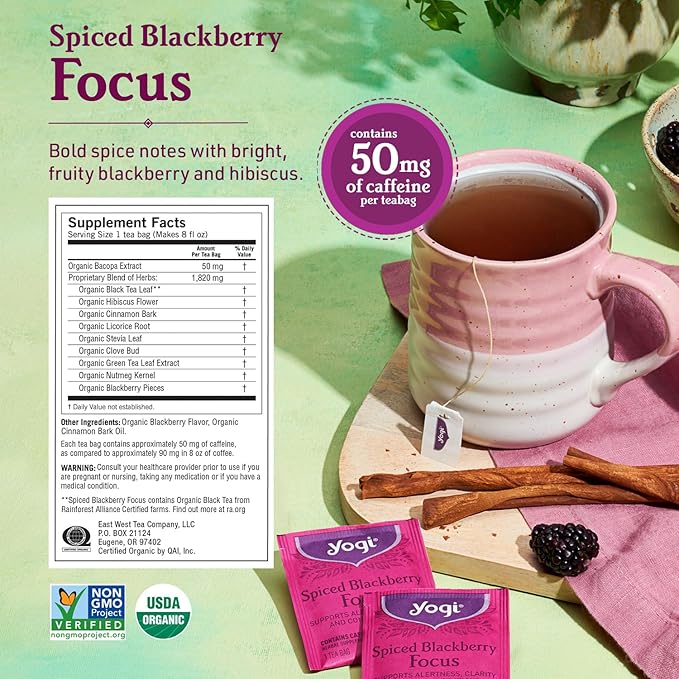 Yogi Tea - Morning Energy Variety Pack (3 Pack) Includes Peach Bergamot Bright Day, Sweet Tangerine Positive Energy, Spiced Blackberry Focus - 48 Organic Tea Bags